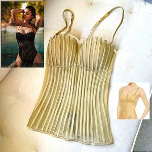 La Perla Graphique Gold Mesh Silk Bustier (NWT)